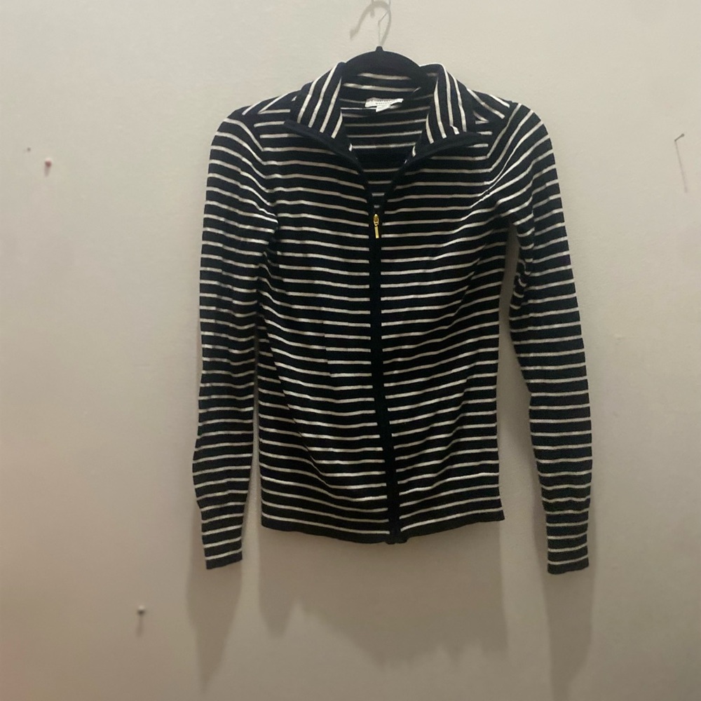 Charter Club Striped Zip-Up Madness—Unleash Your Inner Rebel Sz XS